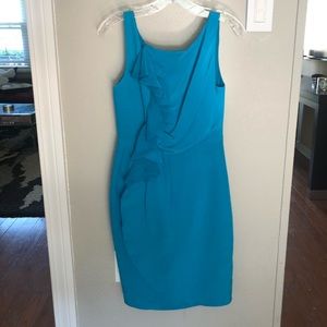 Ava & Aiden blue sheer back exposed zipper dress 4
